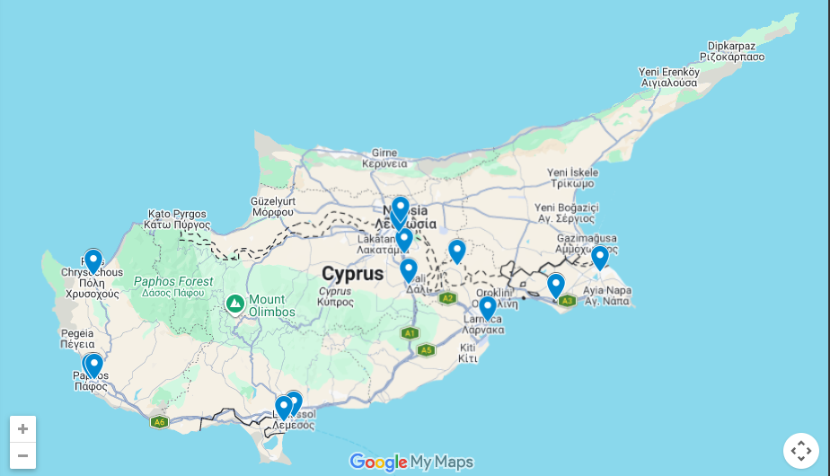 Travel Express Courier branch map in Cyprus
